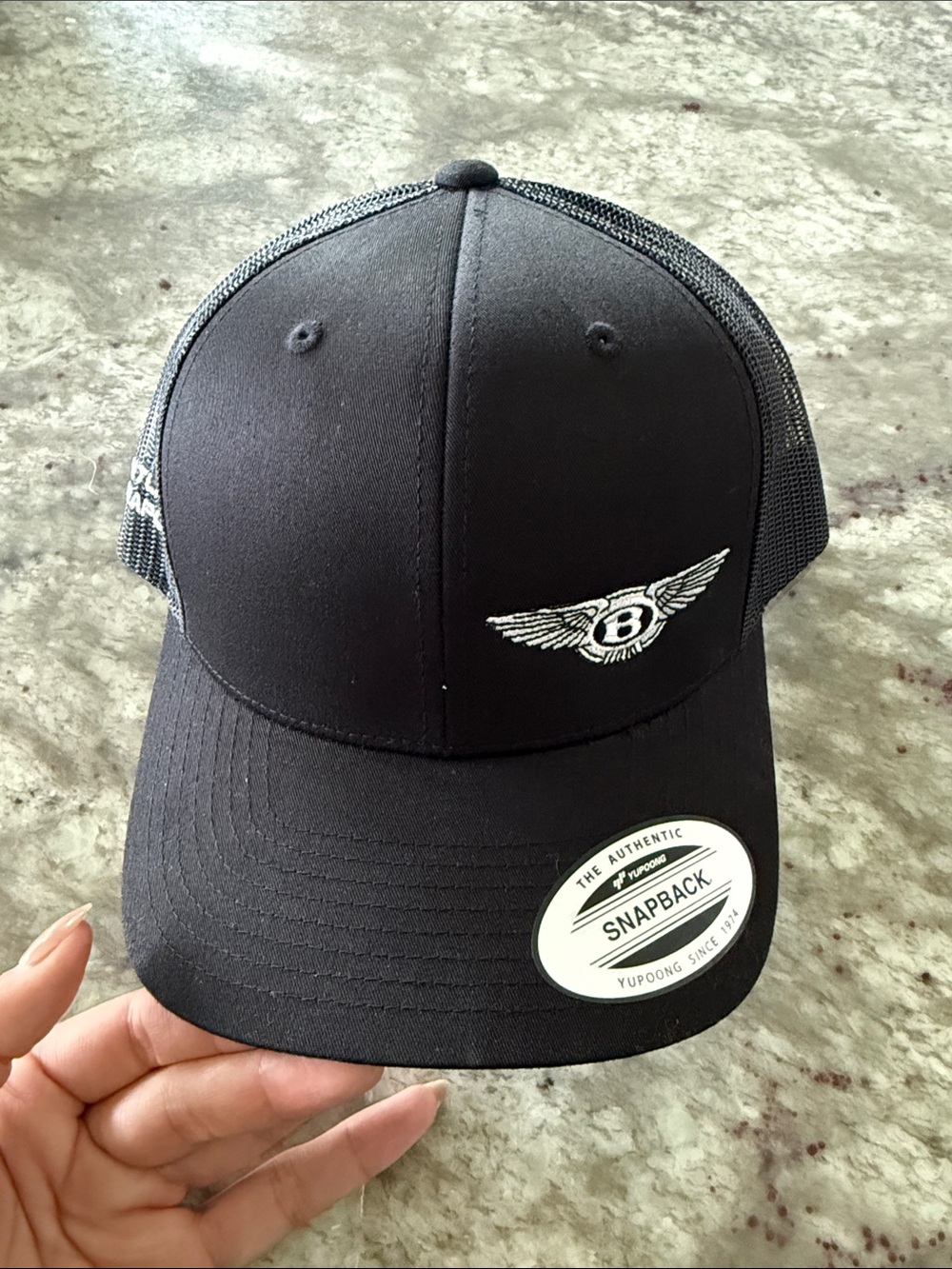 Black Bentley Wing Logo Snapback Trucker Hat